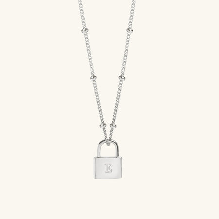 Padlock Necklace Silver With Bead Chain